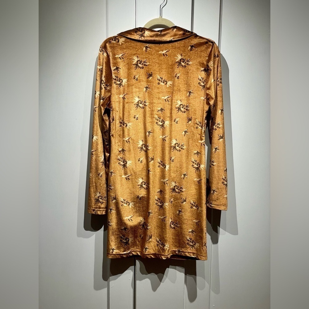 House of Harlow x Revolve Women Mustard Yellow Floral Velvet Franz Mini Dress L - Picture 4 of 4